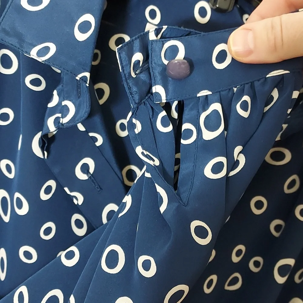Rouje Look Liz Claiborne Blue and White Casual Button Front Dress 8p 38 - Picture 6 of 9